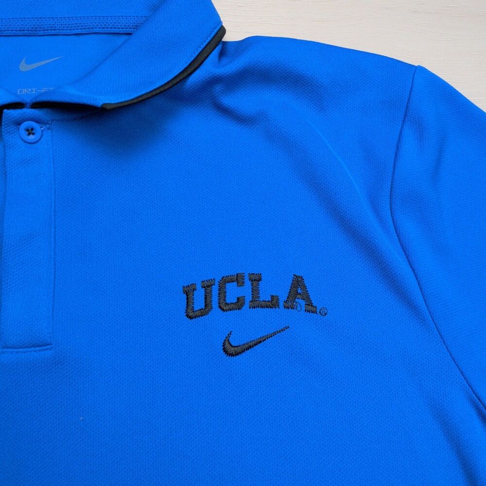 Nike UCLA‎ Bruins Dri-Fit Polo Shirt Mens Large Blue Embroidered Logo - Picture 2 of 10